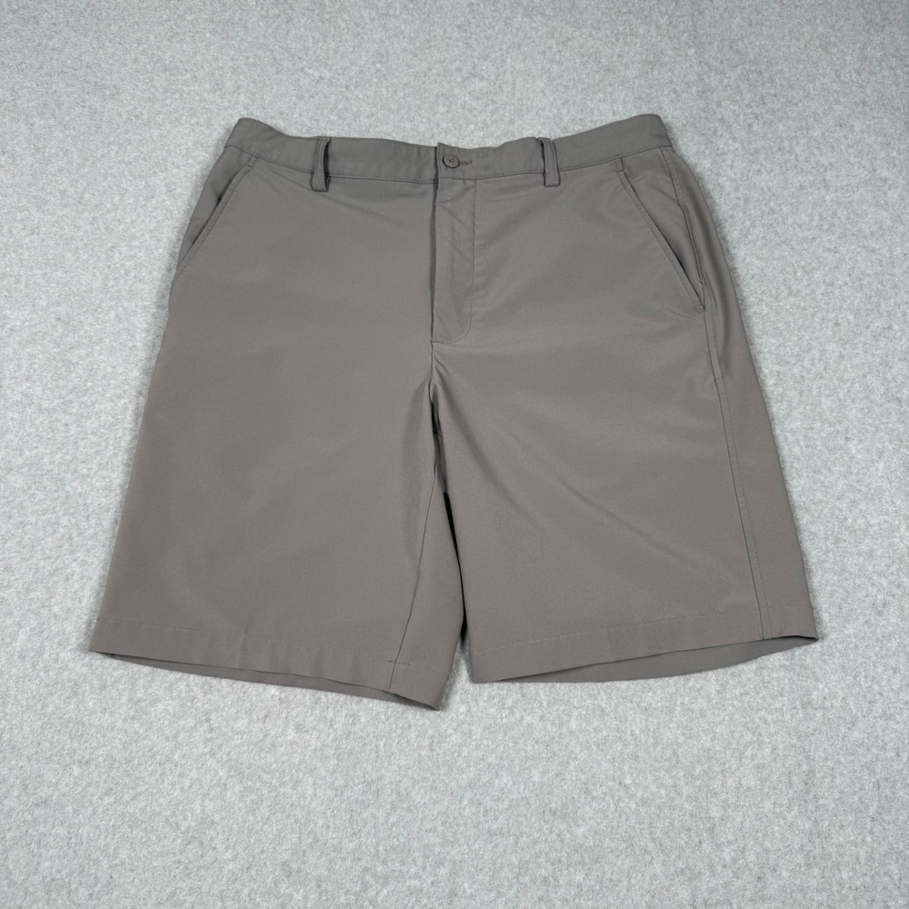FootJoy Mens Performance Golf Shorts Gray 34 Flat Front Stretch FJ Logo Preppy